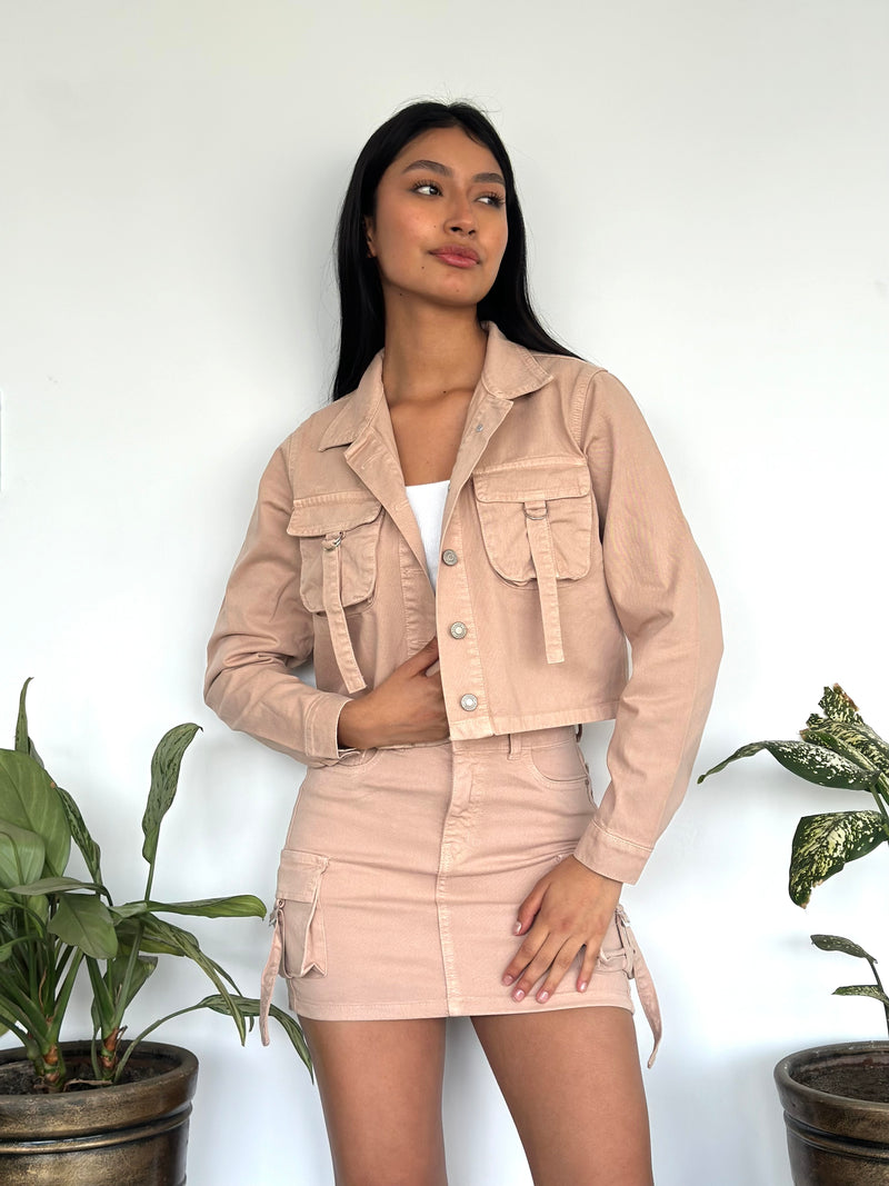 Casaca Overzise Cargo - Beige