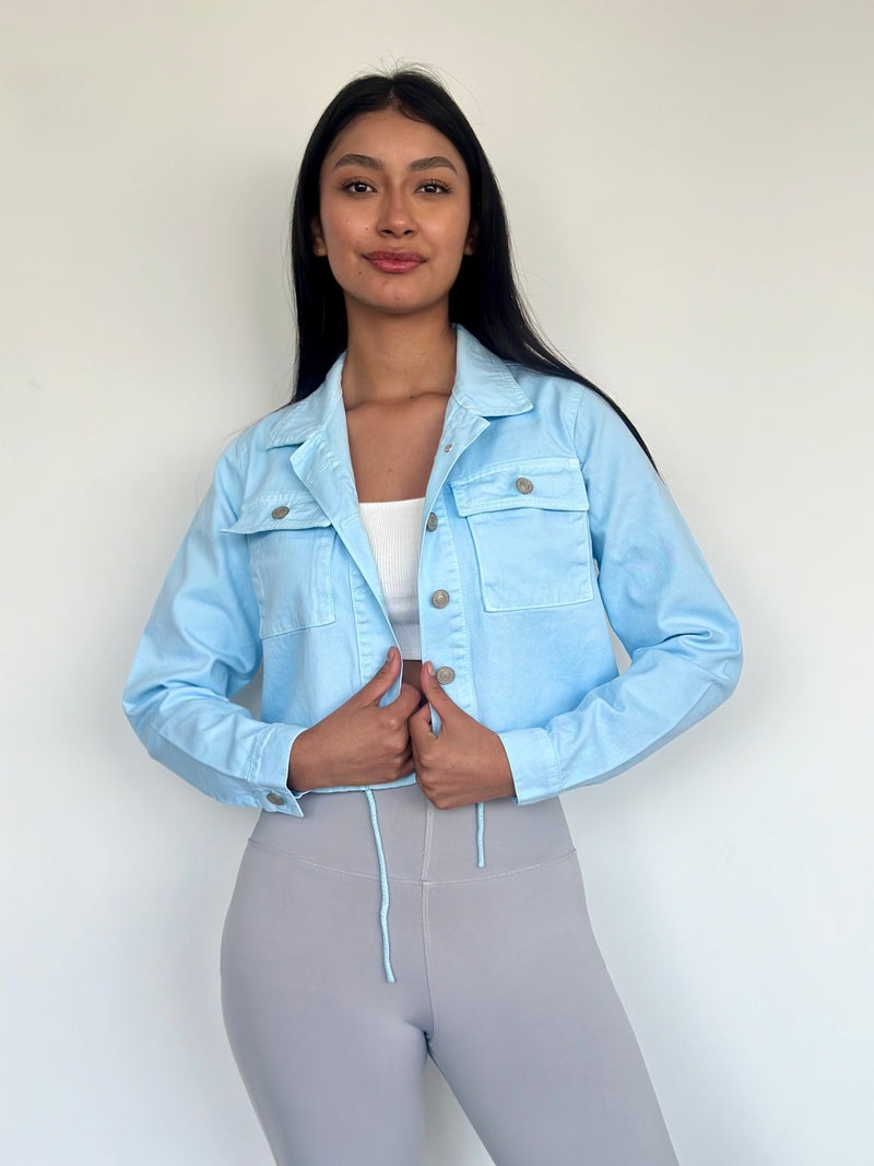 Casaca Oversizes Corta - Celeste Pastel