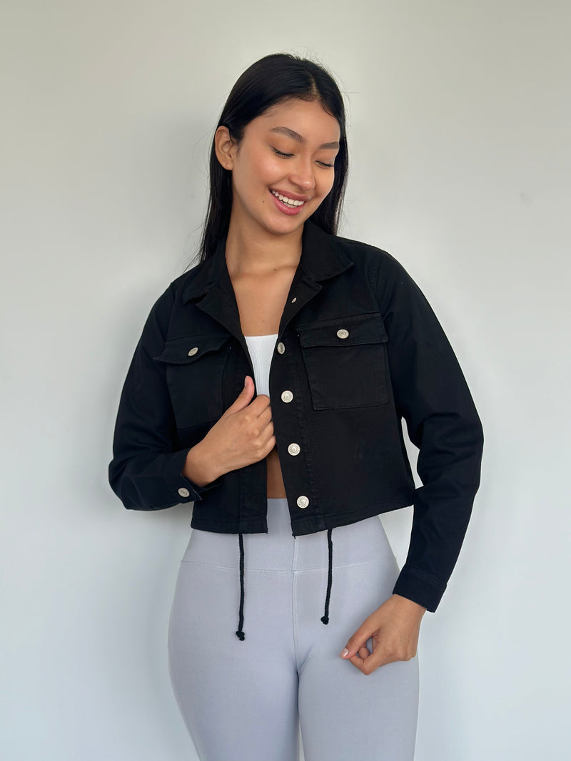 Casaca Oversizes Corta - Negro