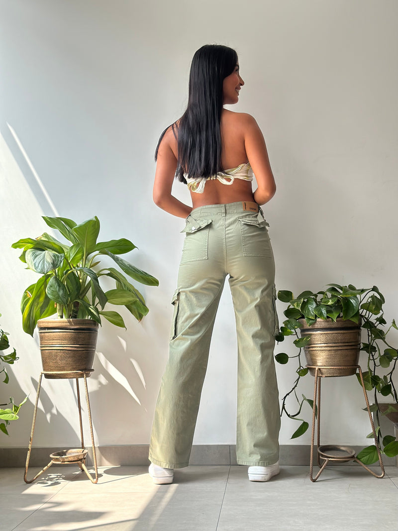 Pantalón Cargo Regulador Hebilla - Verde Olivo