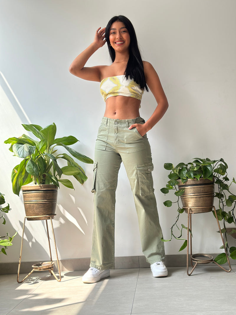 Pantalón Cargo Regulador Hebilla - Verde Olivo