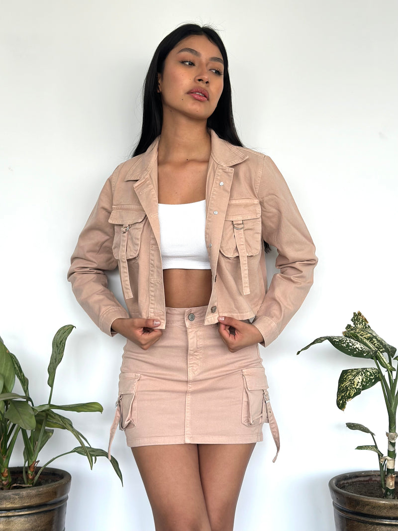 Casaca Overzise Cargo - Beige