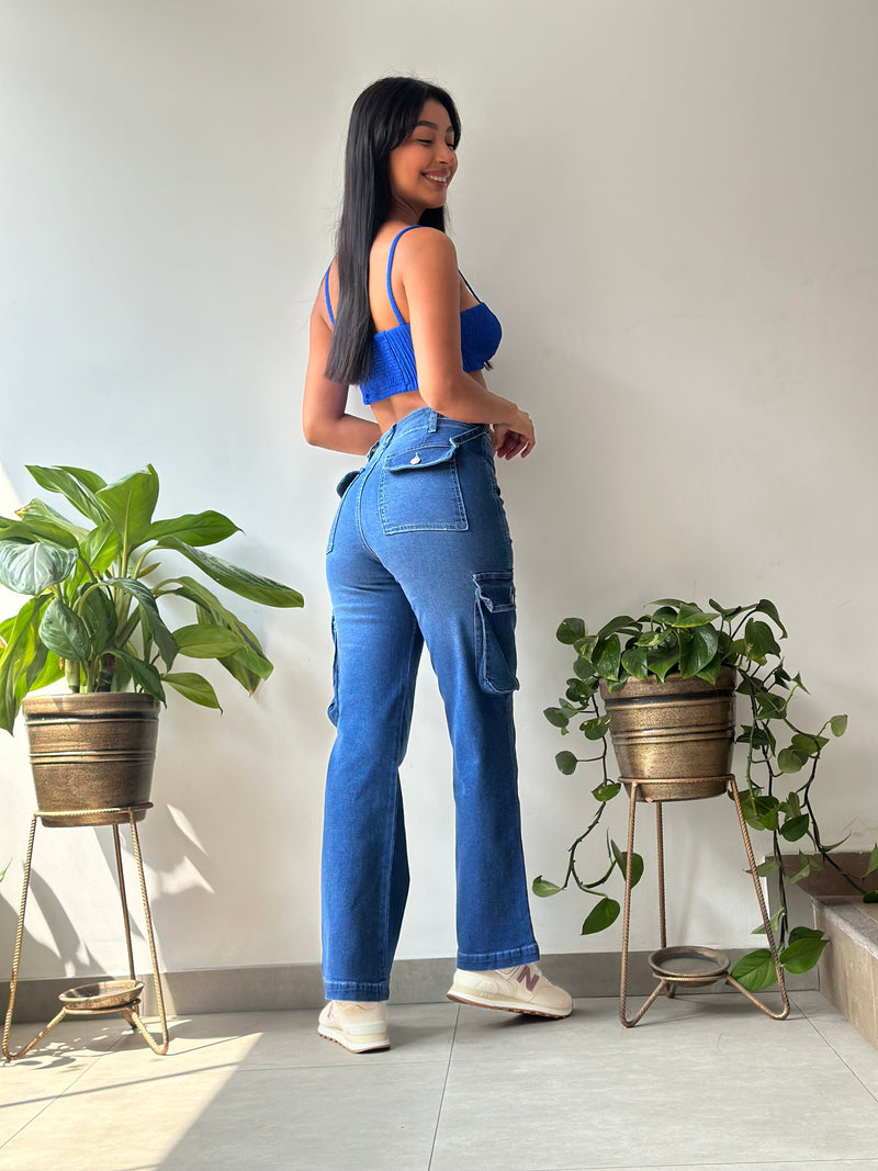 Pantalón Cargo Regulador Hebilla - Acero