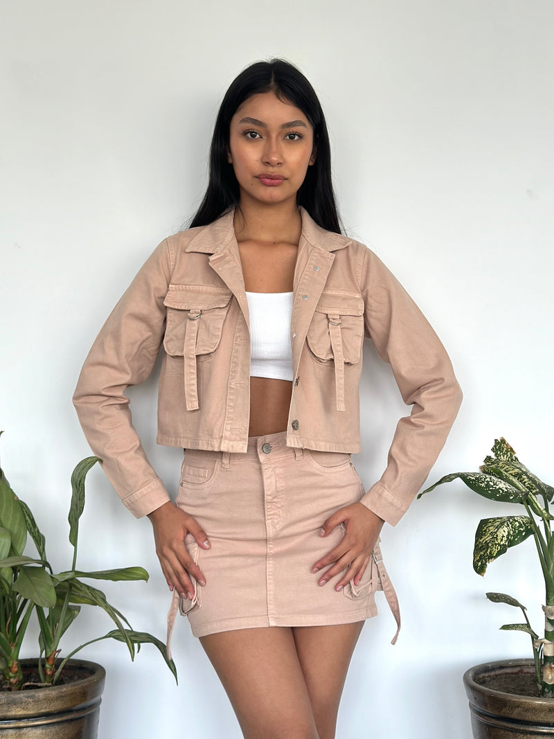 Casaca Overzise Cargo - Beige