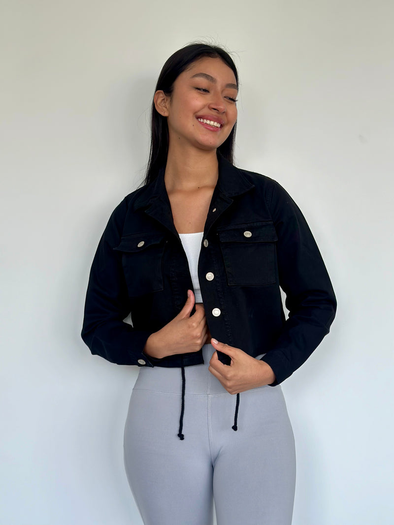 Casaca Oversizes Corta - Negro