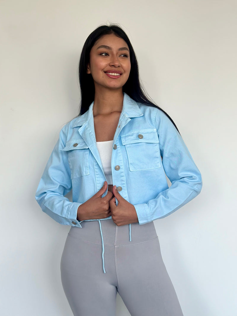 Casaca Oversizes Corta - Celeste Pastel