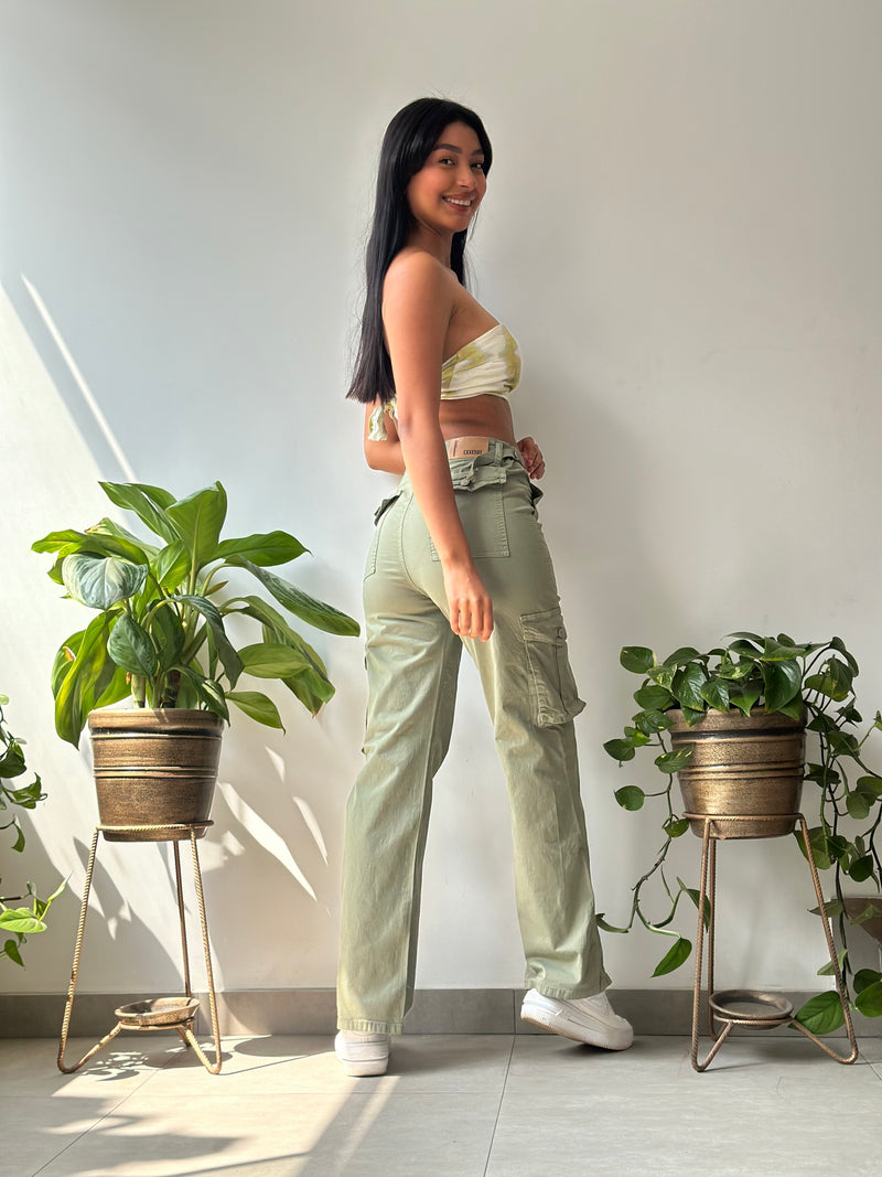 Pantalón Cargo Regulador Hebilla - Verde Olivo