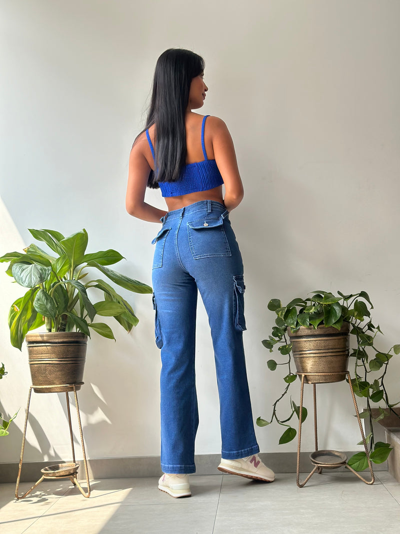 Pantalón Cargo Regulador Hebilla - Acero