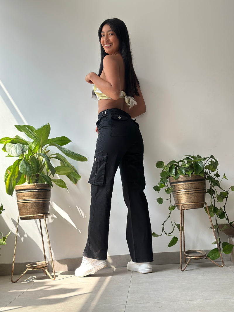 Pantalón Cargo Regulador Hebilla - Negro
