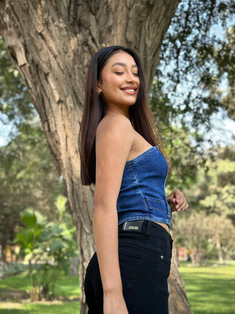 Top Con Hebilla - Azul